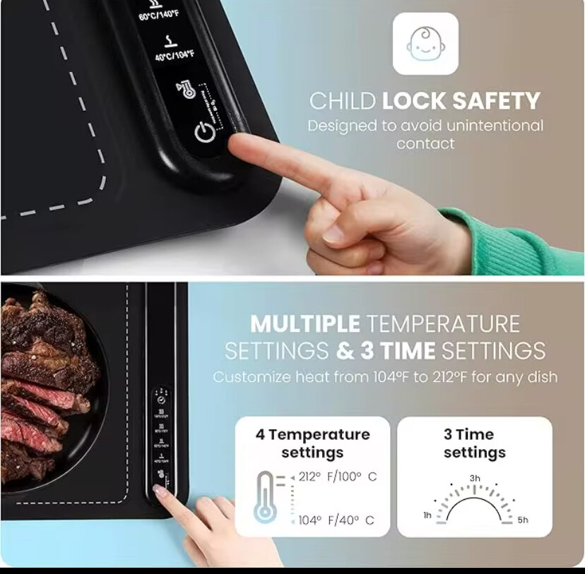 Plaque chauffante électrique JAPPZOUU - Maintien au chaud