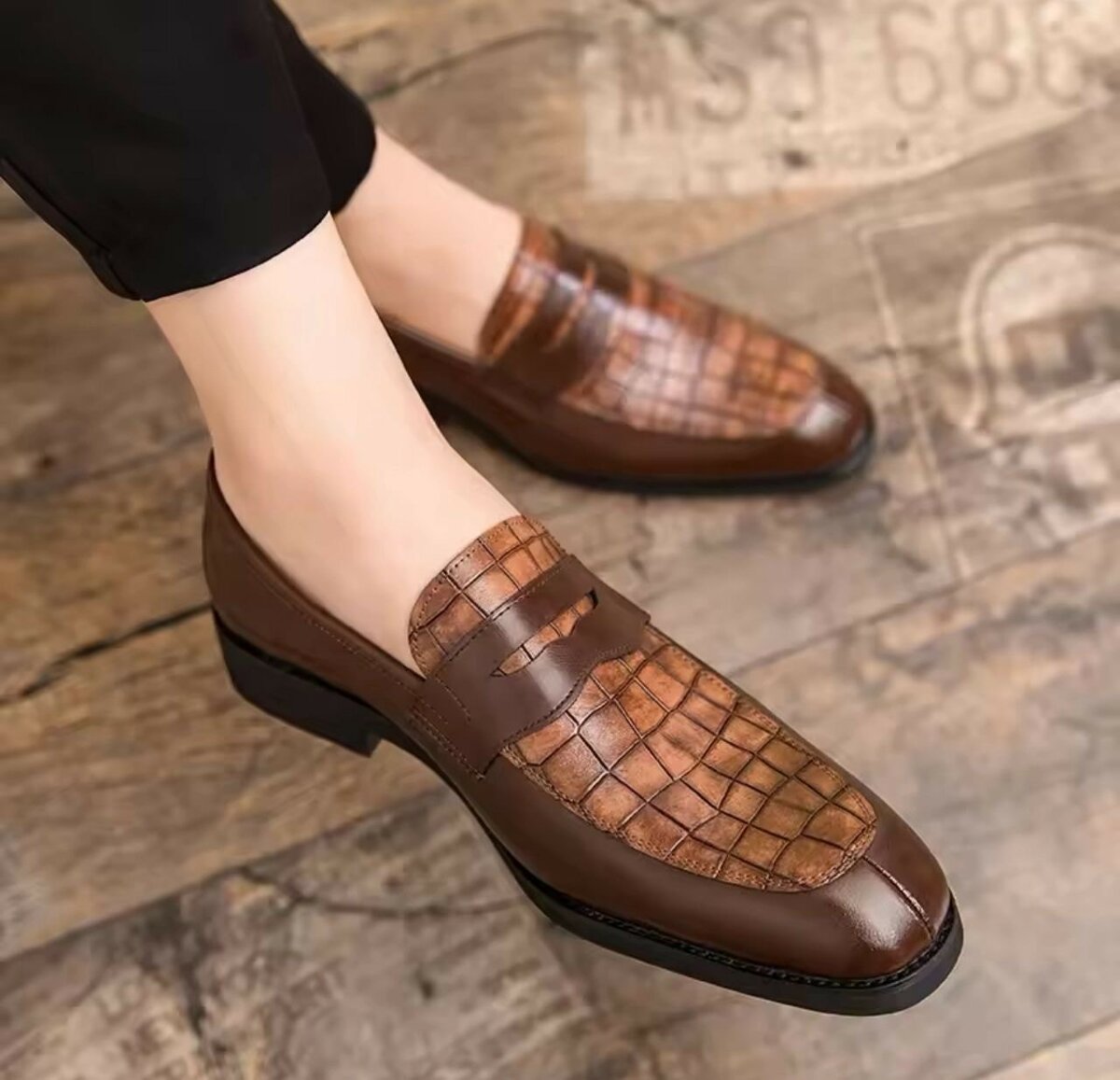 Mocassins en cuir marron élégant