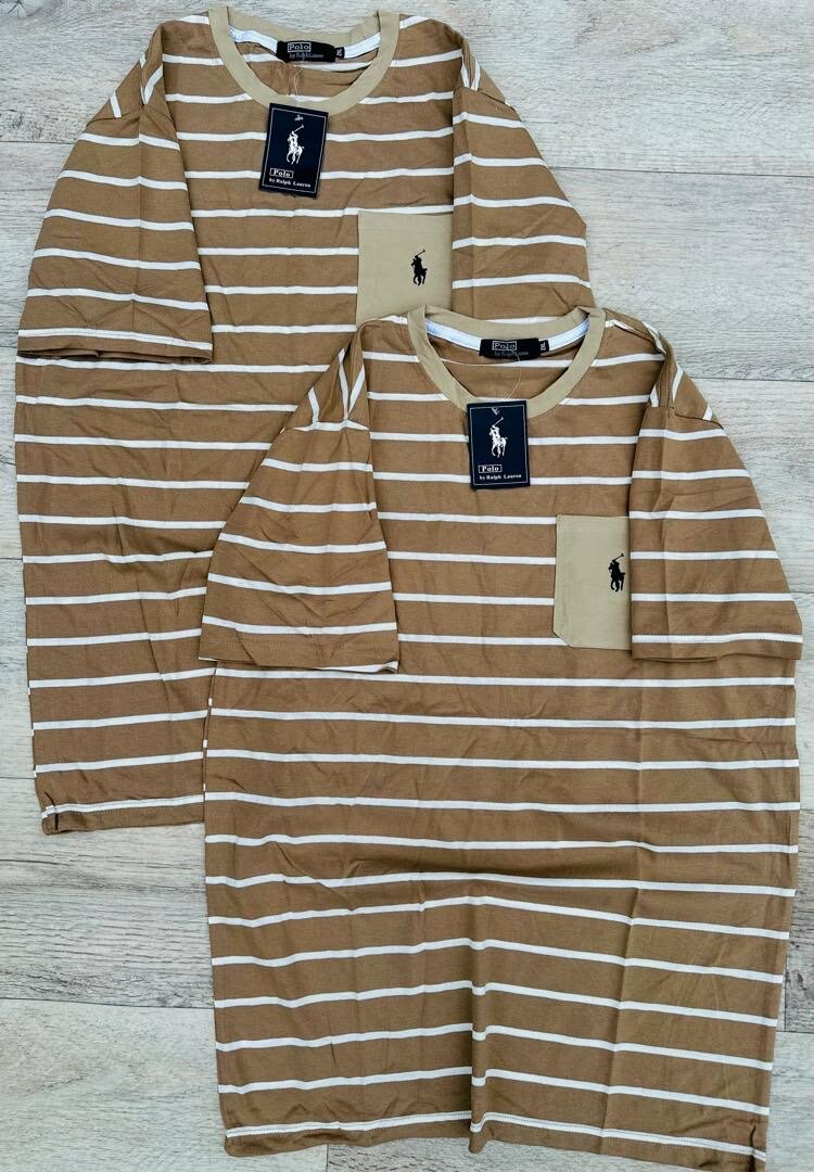 T-shirt rayé marron homme