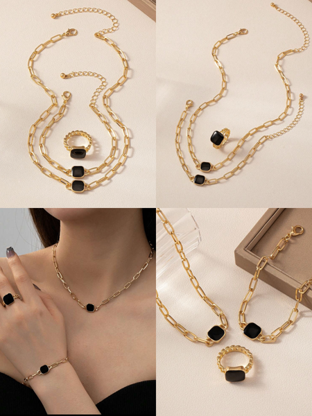 Parure Bijoux Dorée Élégante