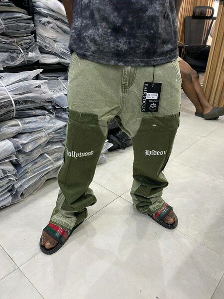 Pantalon cargo bicolore tendance