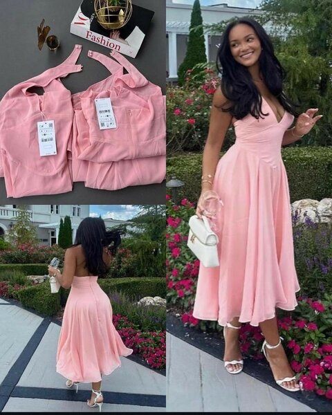 Robe Évasée Rose Élégante