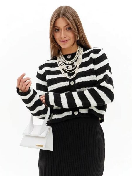 Кардиган в стиле Old money, в полоску, тёплый