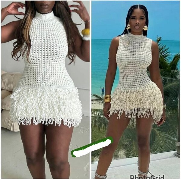Robe en crochet à franges