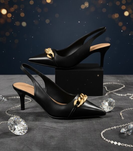 Escarpins élégants à chaîne dorée