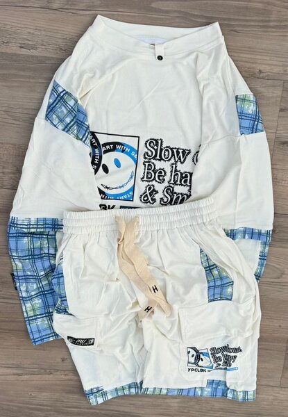 Survêtement FCLIN homme blanc à carreaux bleus