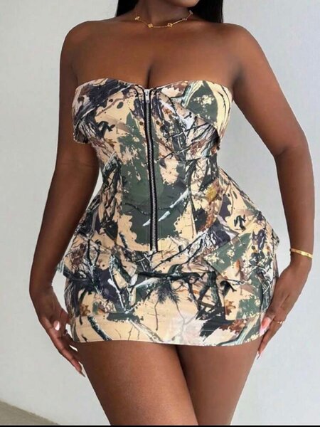 Robe bustier camouflage chic