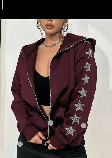 Blouson femme bordeaux à étoiles