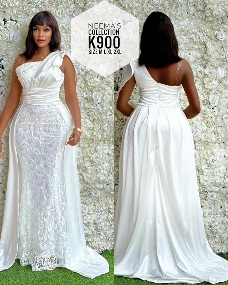 Women's long evening dress in   white