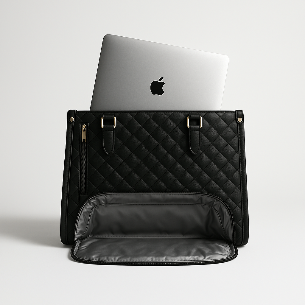Sac cabas noir en cuir matelassé