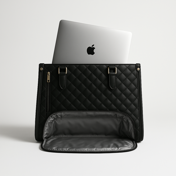 Sac cabas noir en cuir matelassé