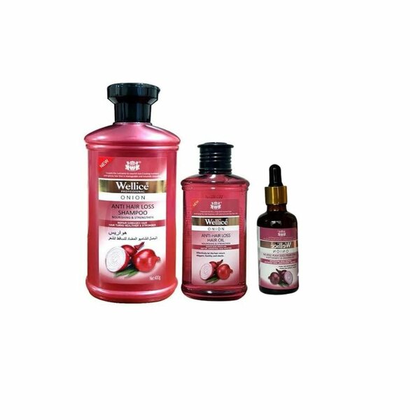 Anti hair loss onion shampoo serum and oil bundle