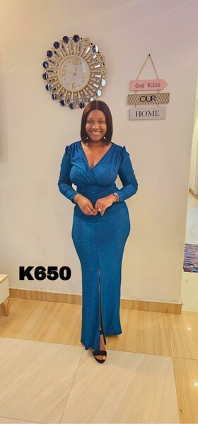 Stylish and high-quality women's long dress blue