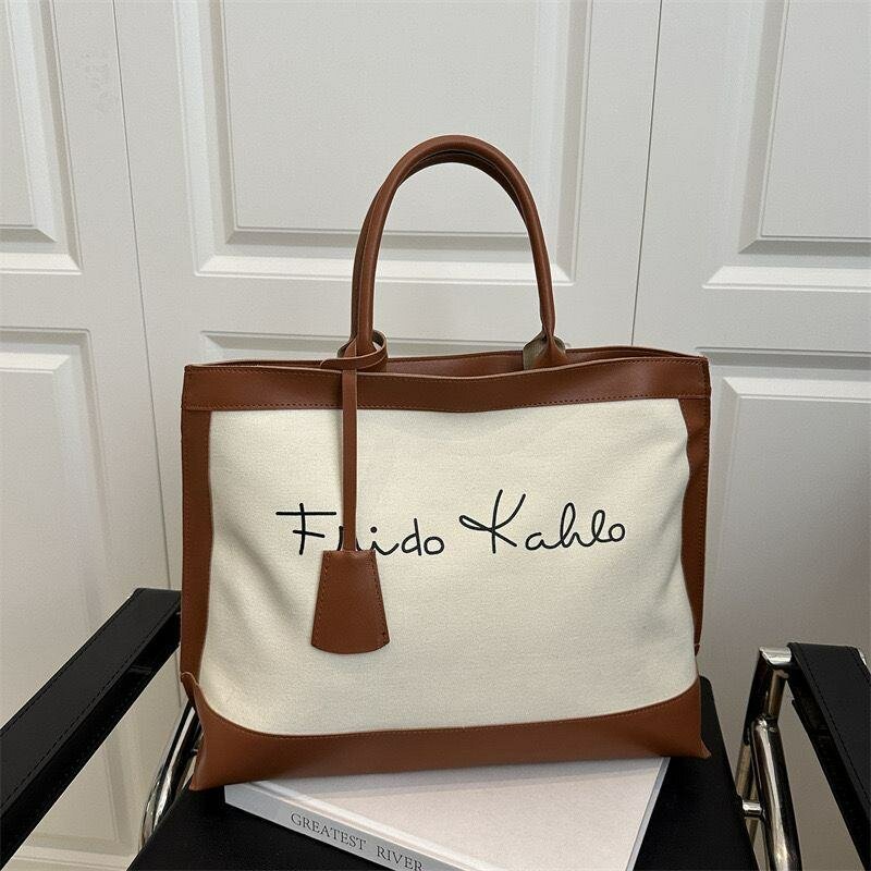 Cabas élégant en cuir et toile