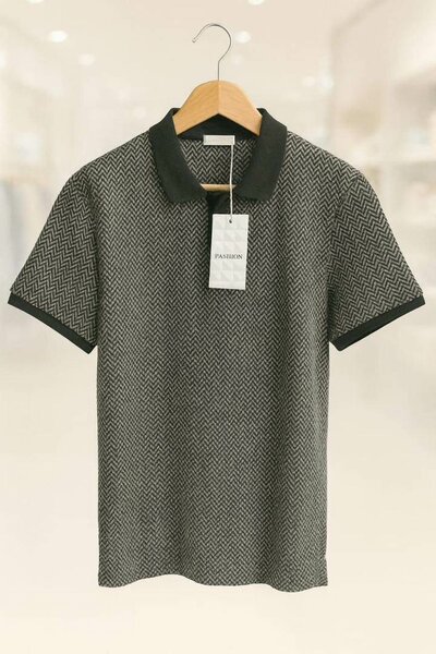 Polo en maille motif chevron