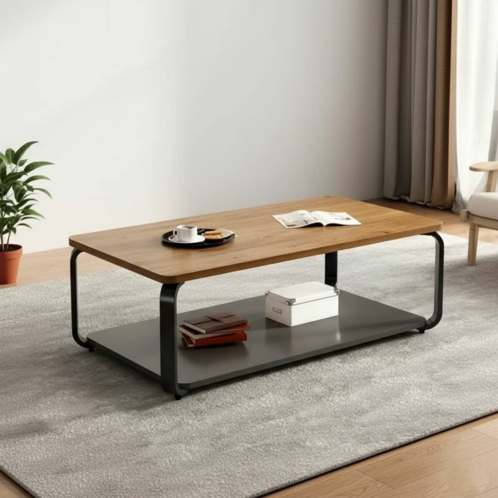 Table basse moderne bois métal