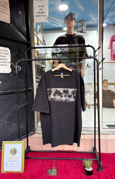 T-shirt noir palmier