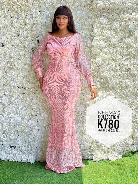 Beautiful women 's long pink dress