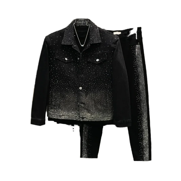 Veste en jean noire strass
