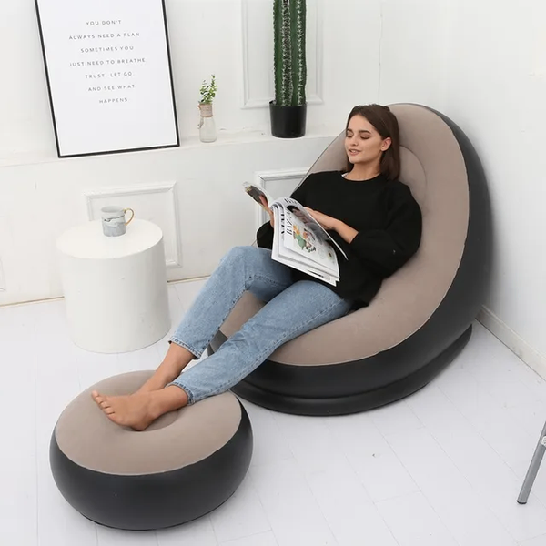 Fauteuil Gonflable+ pouf en Mousse confortable