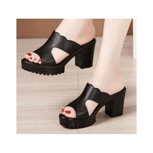 Fashion Women's Soft Leather Slippers Black