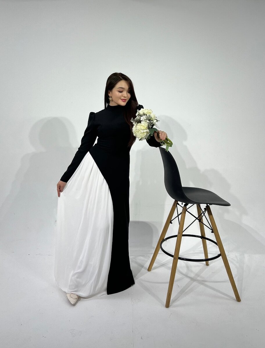 Платье комбинированное с шелком