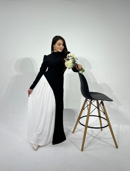 Платье комбинированное с шелком