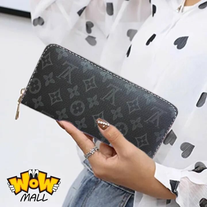 Women's Long Clutch Wallet with Monogram Design