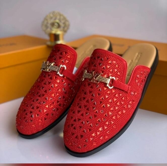 Luxury Luis Vuitton perforated leatherleather loafers