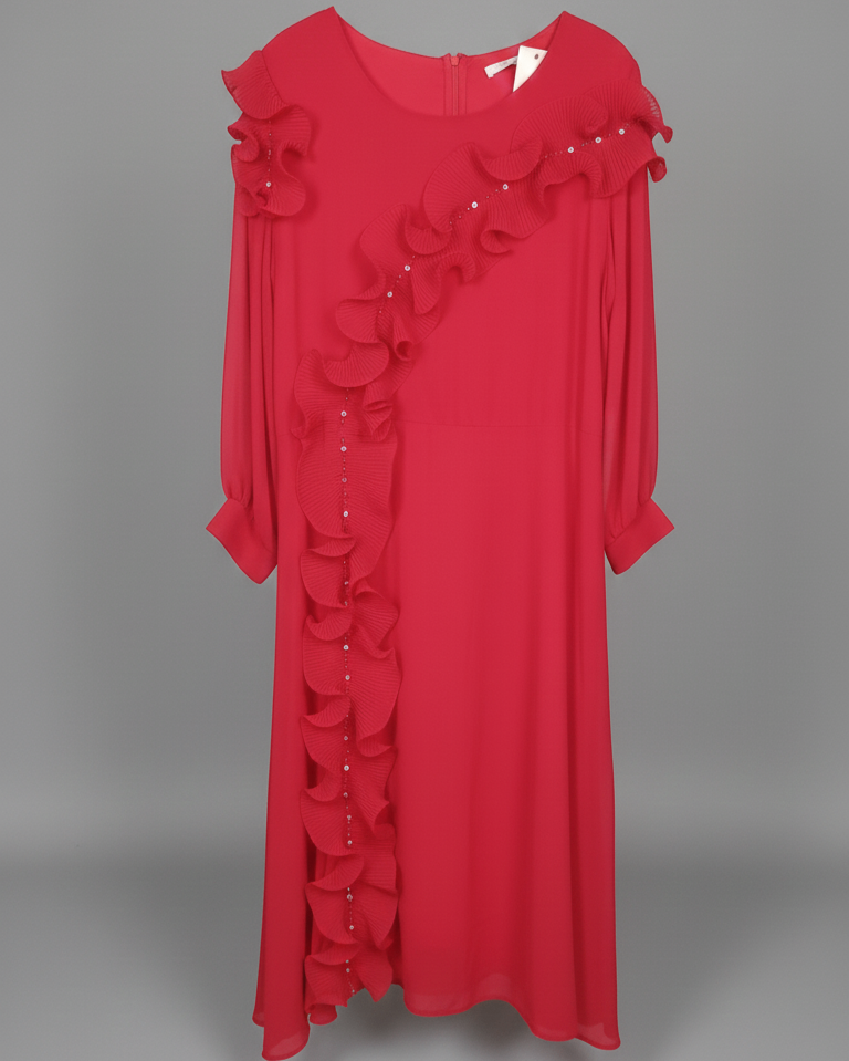 Robe rouge élégante à volants