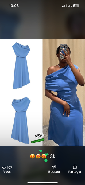 Robe Épaule Dénudée Bleue