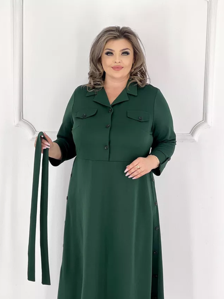 Платье осеннее из трикотажа зеленое