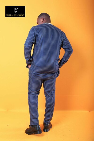 Ensemble tunique à rayures bleues