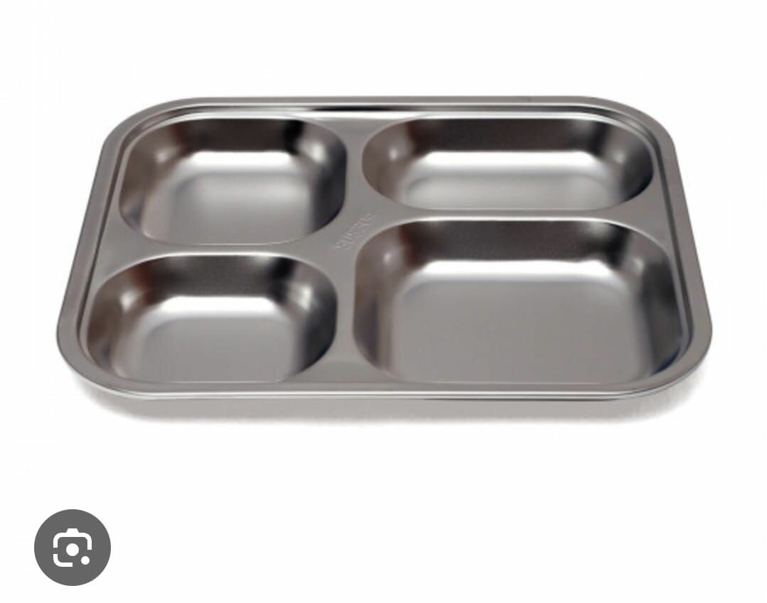 Plateau en inox à 4 compartiments