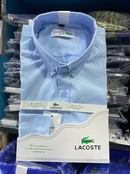 Chemise en coton Lacoste, bleu clair