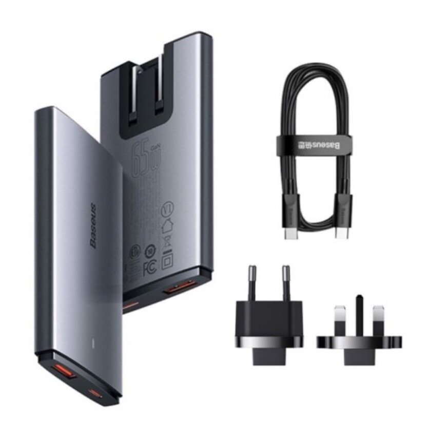 Chargeur Secteur Baseus GaN5, 65W, 1x Port USB-C, 1XUSB-A (C