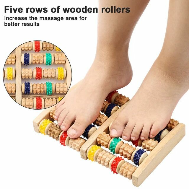 Traditional Colorful Foot Massager for Diabetic foot acupuncture Exercise Round Massage Roller Stress Relief Wooden Roller Footmassager Reflexology Foot Massage Relax