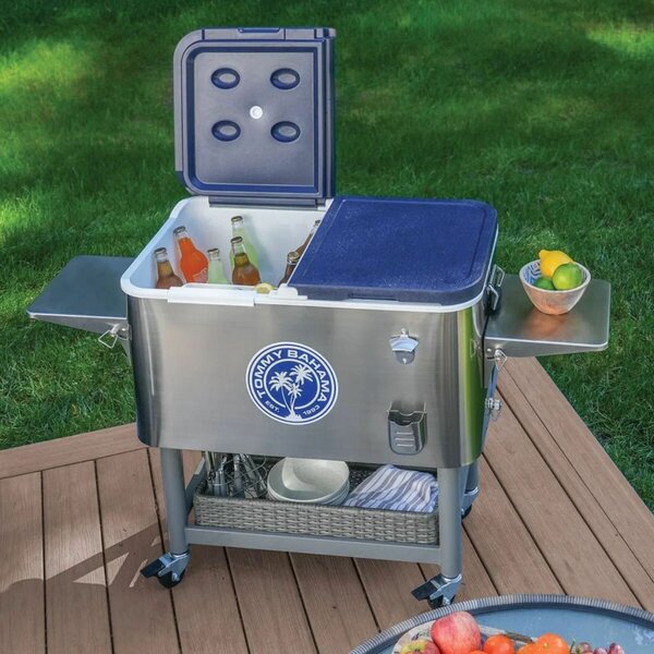 Tommy Bahamas Rolling party cooler stainless steel body