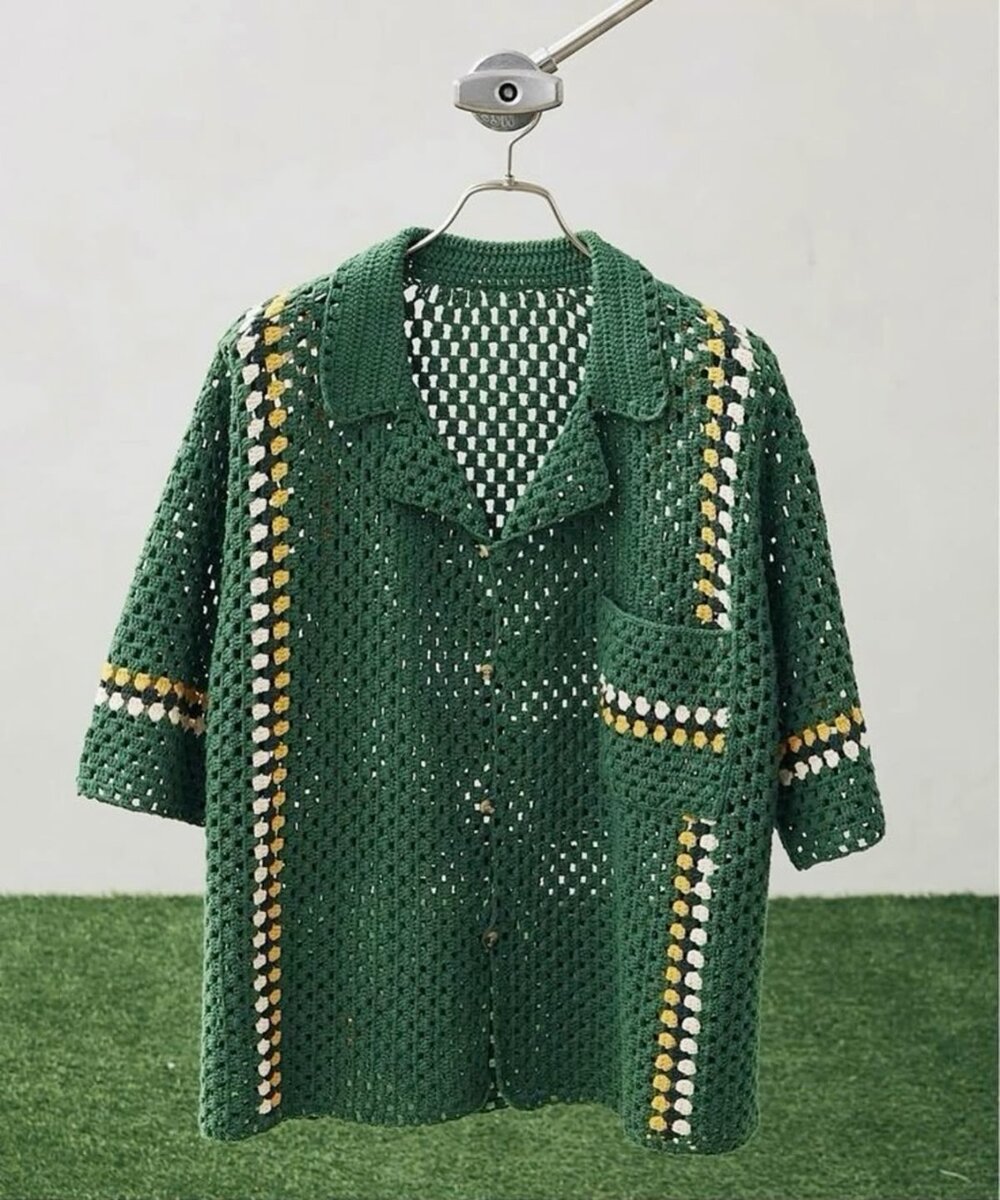 Crochet granny square shirt