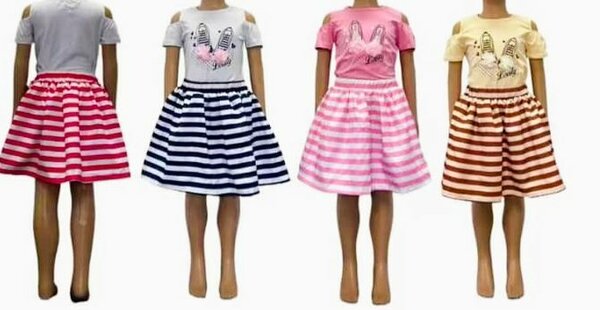 EnsemblFille Rayée Été 1-5 ans