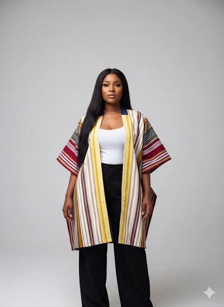 Kimono long rayé coloré