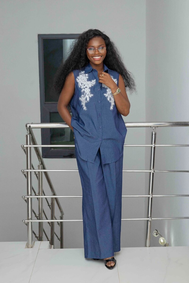 Ensemble pantalon denim femme