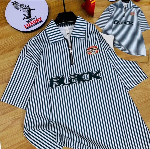 Polo rayé à fermeture éclair