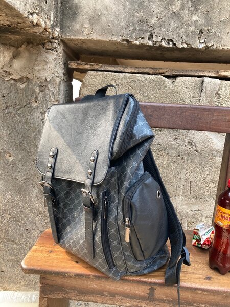 Italy made solid leather backpack.