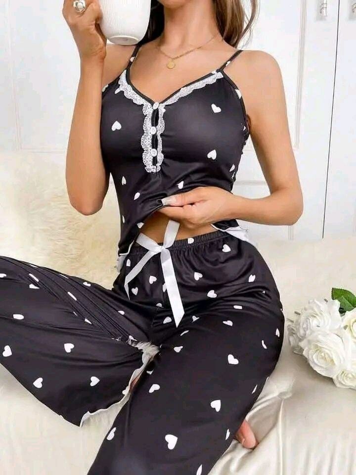 Pyjama Satin à Cœurs