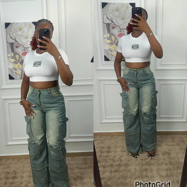 Pantalon cargo taille haute