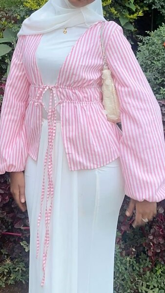 Cardigan rayé rose chic