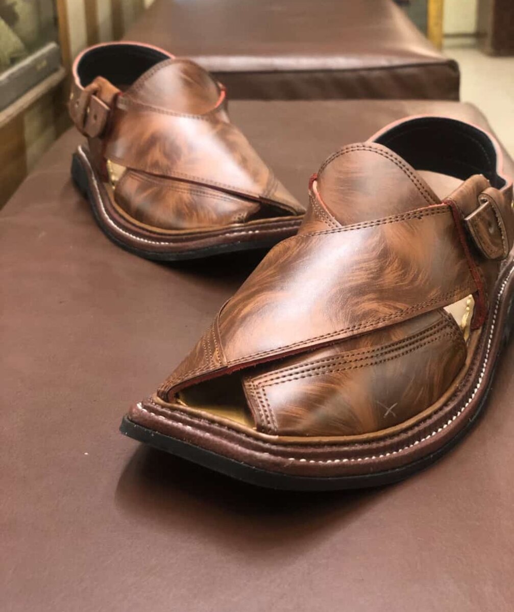 Peshawari Chappal Triple Gair Pure Leather Double Shade