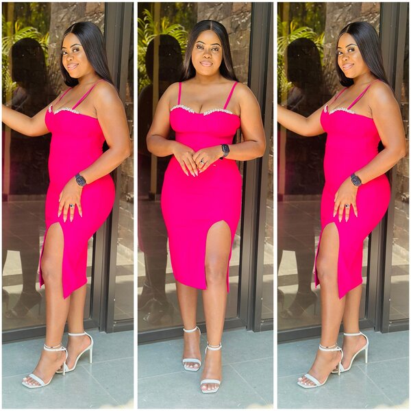 Bandage dress hot pink, size S-M-L