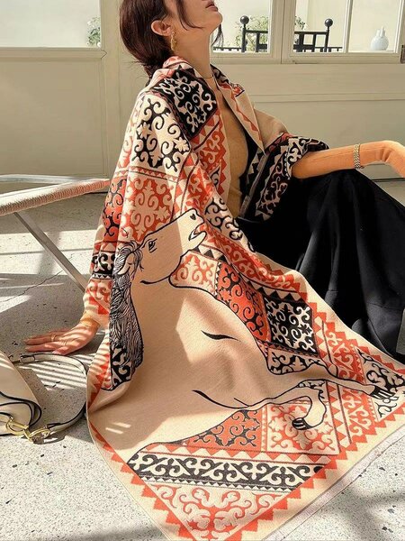 Платок шарф палантин с узорами в традиционном стиле НОВЫЙ